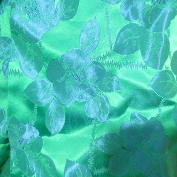 Blue Green Floral Brocade Sleeveless Sheath Dress w/Jacket Small 4 NEEDS TLC - Picture 3 of 16